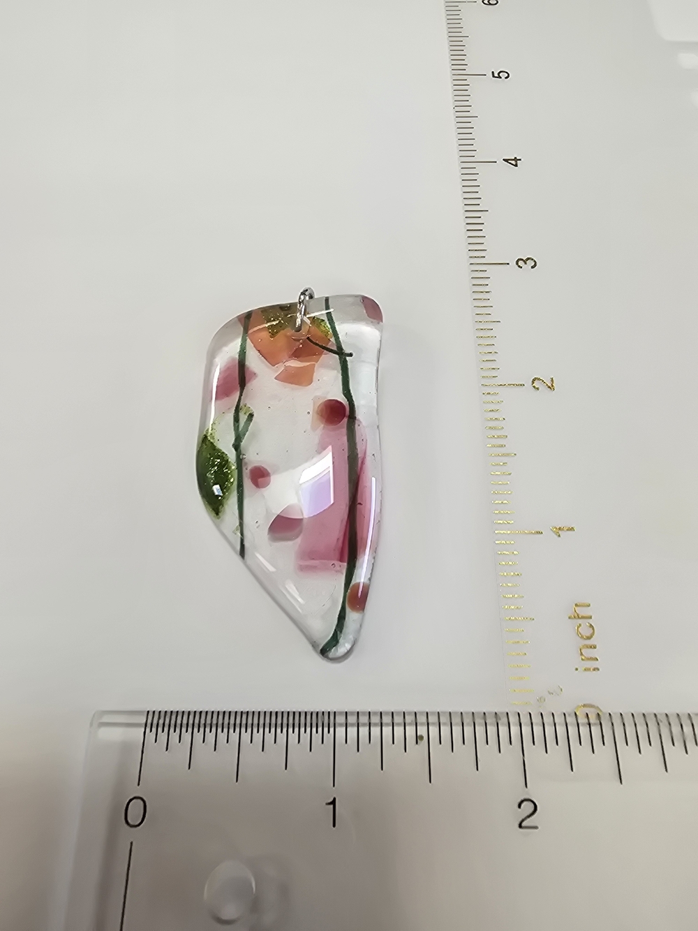 Handcrafted Pink Floral Glass Pendant Necklace